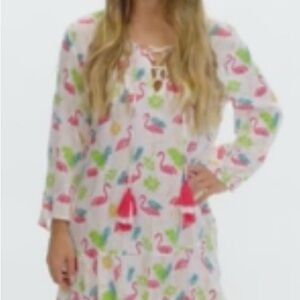 Mud pie M flamingo tunic dress beach